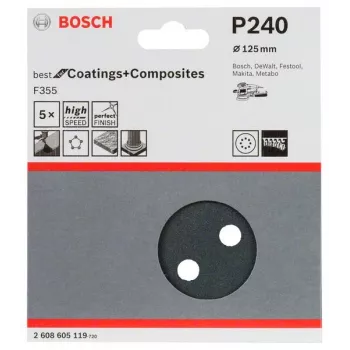 Bosch 2 608 605 119 ručné brúsne príslušenstvo brúsny list P240 5 kusov