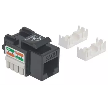 Intellinet Keystone Jack, Cat6, UTP, LSA nástroj, čierna, plochý, čierna, RJ-45, samica, 22/26, Cat6