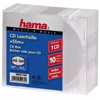 CD slim prázdna krabička Hama 051164 balenie 10 transparentná 1 disk