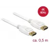 DisplayPort kábel DeLOCK 85507 0,5 m biely