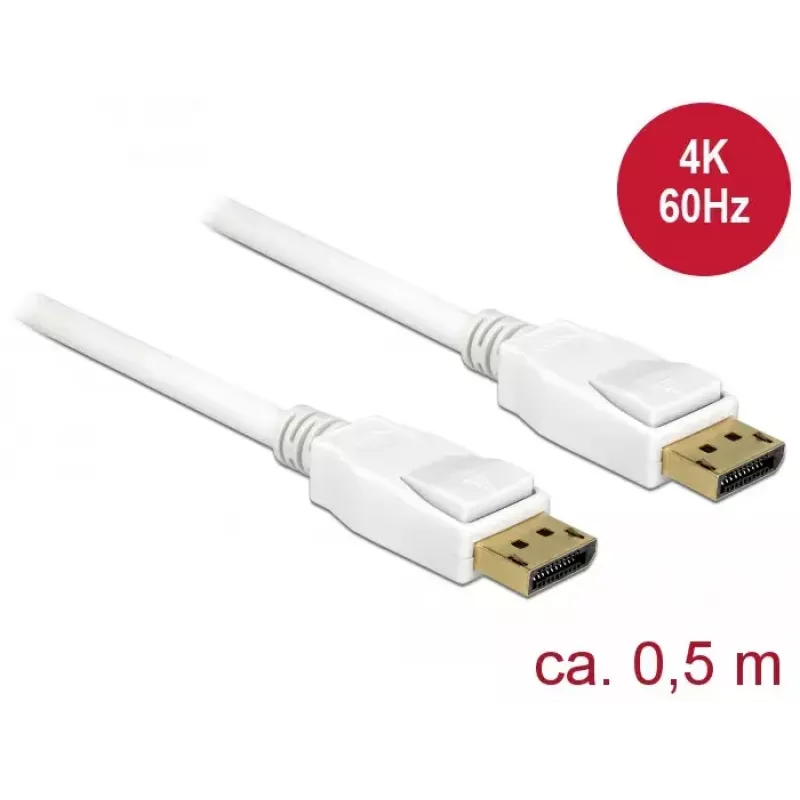 DisplayPort kábel DeLOCK 85507 0,5 m biely