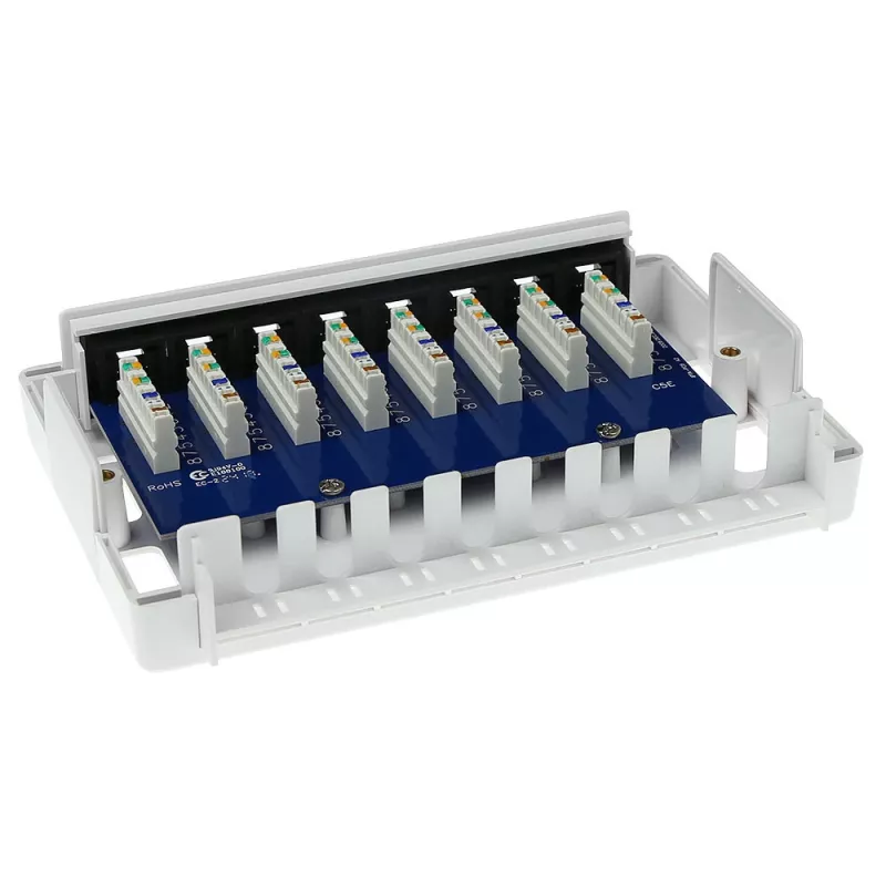 Nástenná krabica ACT FA5000 nechránená 8-port Cat5e — 171,4×38×118,8 mm
