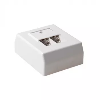 Nástenná tienená zásuvka, 2-port, ACT CAT5E, rozmery 64,9×80×32,8 mm