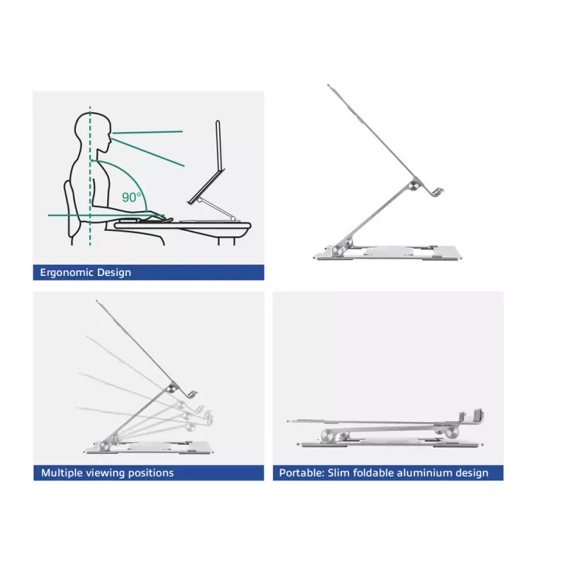 Stojan na notebook ACT AC8135 hliník sivý plynule výškovo nastaviteľný