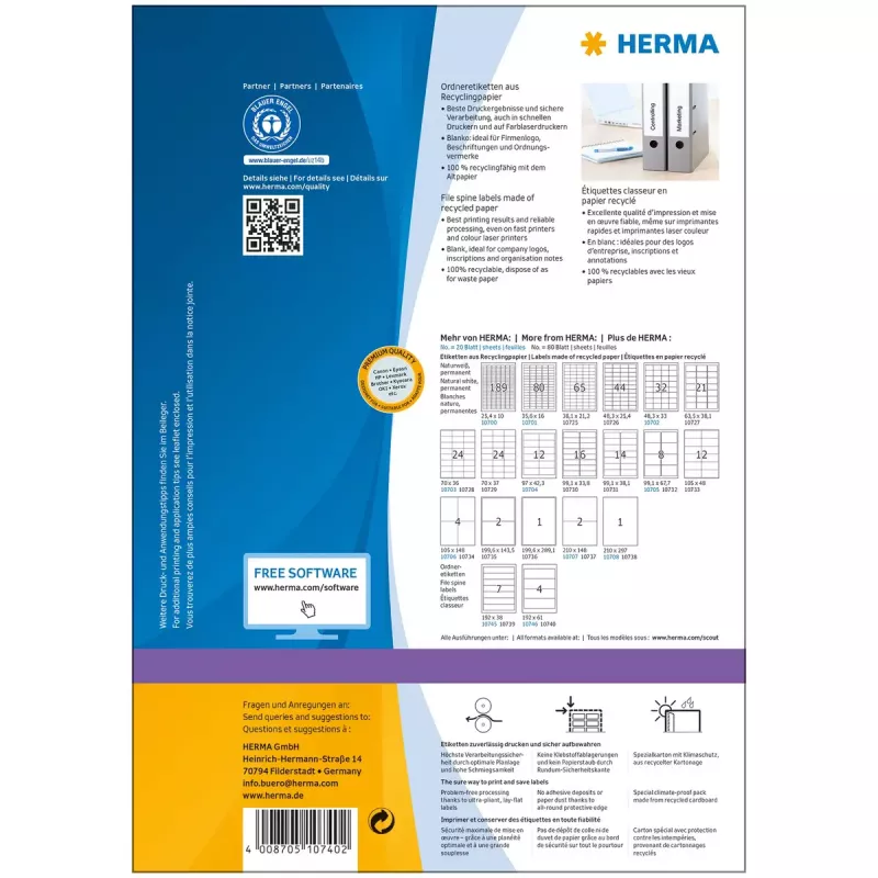 Samolepiace etikety do tlačiarne HERMA 10740 biela 19,2x6,1 cm 320 etikiet