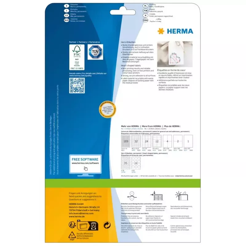 Samolepiaca etiketa HERMA 10790 srdce permanentná biela 350 ks