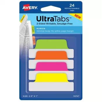 Prázdne oddeľovače Avery Ultra Tabs zelená oranžová ružová žltá 74767