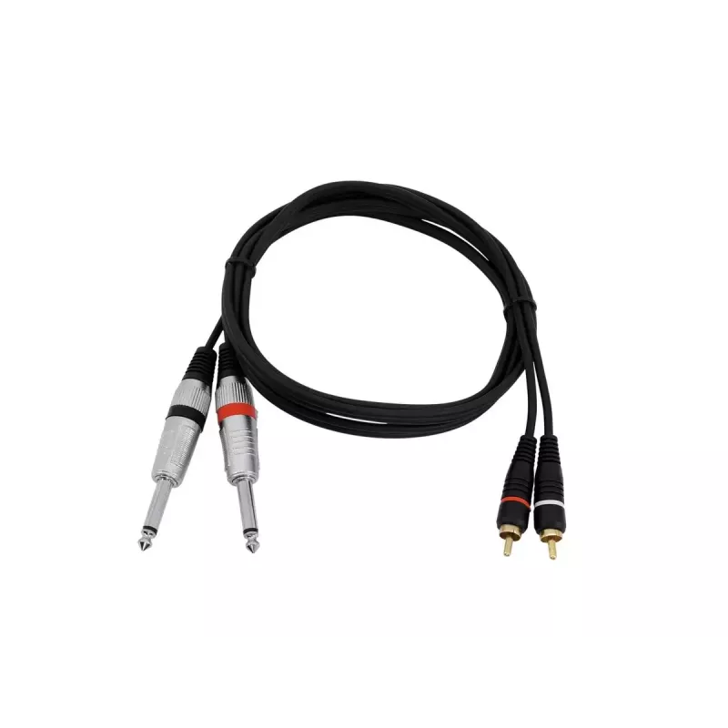Audio kábel Omnitronic 30225213 1,5m 2x6,35mm 2xRCA čierny