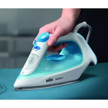 Braun TexStyle 1 SI1050BL parná žehlička keramická žehliaca plocha 2000 W modrá, biela