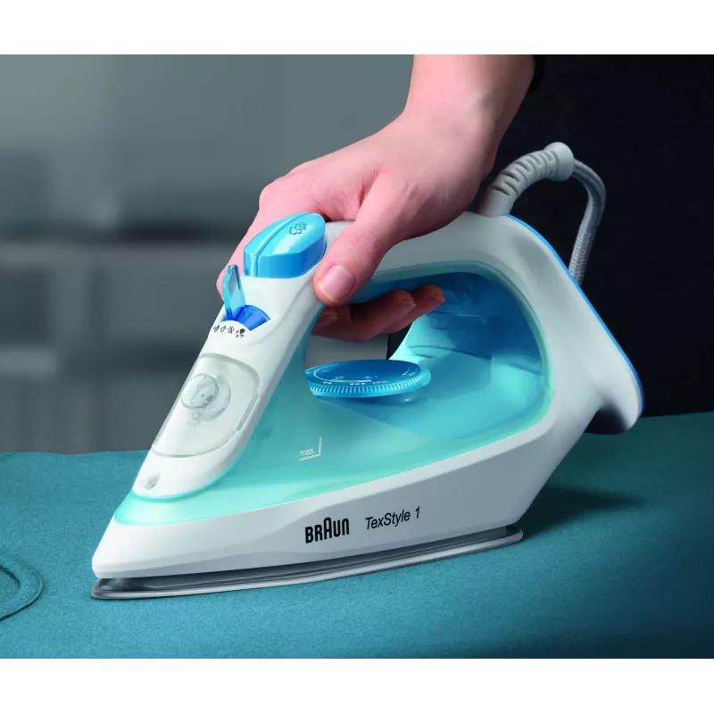 Braun TexStyle 1 SI1050BL parná žehlička keramická žehliaca plocha 2000 W modrá, biela