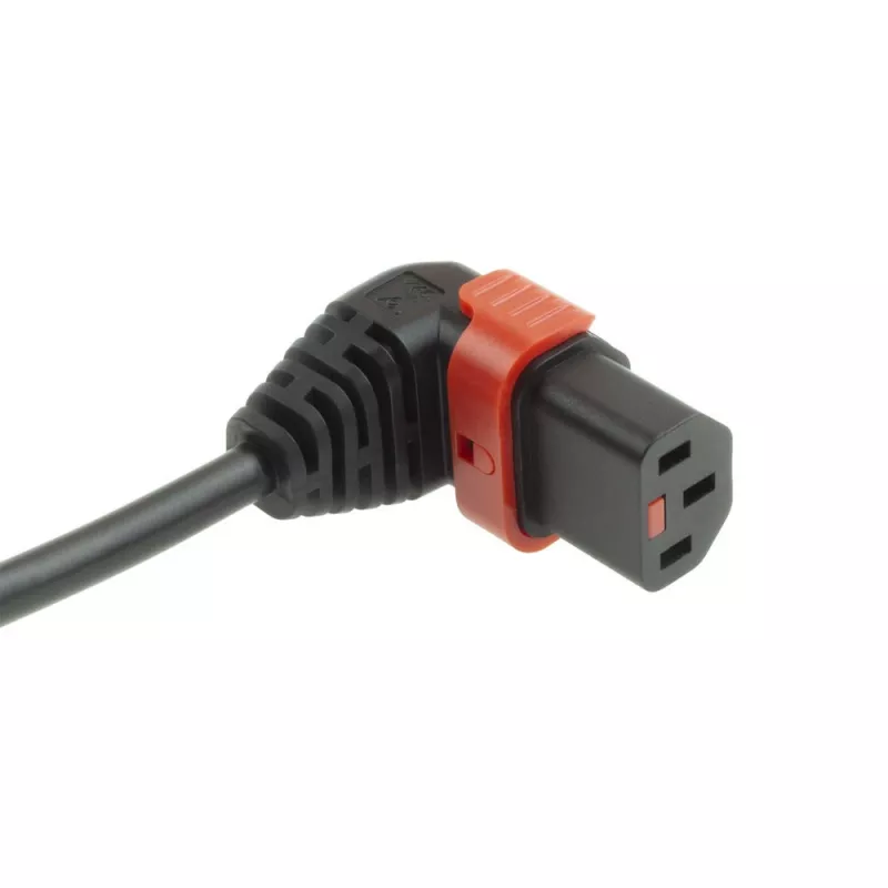 ACT napájací kábel CEE 7/7 konektor samec (zahnutý) – C13 IEC Lock (zahnutý) čierny 1 m, EL449S