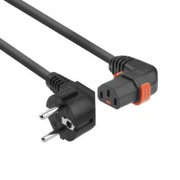 ACT napájací kábel CEE 7/7 konektor samec (zahnutý) – C13 IEC Lock (zahnutý doprava) čierny 2 m, EL450S