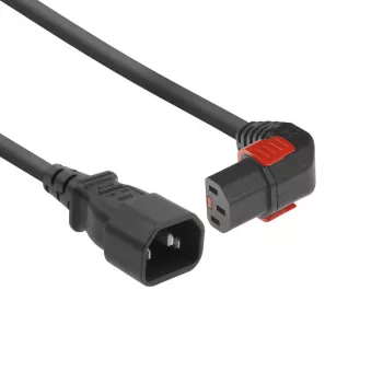 ACT napájací kábel C14 – C13 IEC Lock (zahnutý) čierny 1 m, PC2044