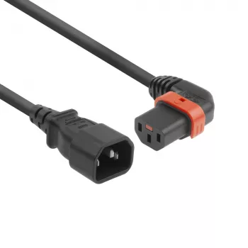 ACT napájací kábel C14 – C13 IEC Lock (zahnutý doľava) čierny 1 m, PC2042