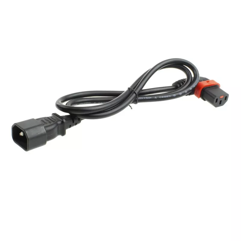 ACT napájací kábel C14 – C13 IEC Lock (zahnutý doľava) čierny 2 m, PC2046