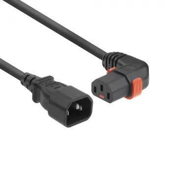 ACT napájací kábel C14 – C13 IEC Lock (zahnutý) čierny 1 m, PC2041