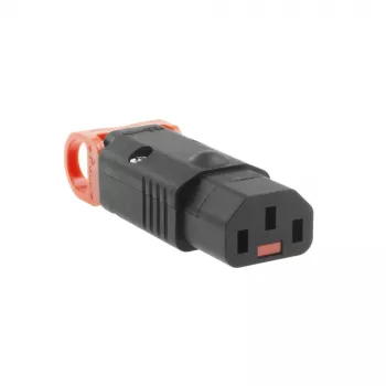 ACT C13 IEC Lock+ opätovne pripojiteľný čierny, PA130100BK, C13, čierna, červená, konektor samica, rovný, nylon, 1,5 mm²