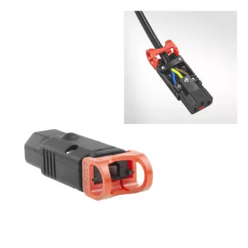 ACT C13 IEC Lock+ opätovne pripojiteľný čierny, PA130100BK, C13, čierna, červená, konektor samica, rovný, nylon, 1,5 mm²