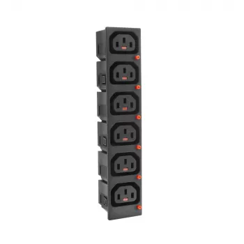 ACT C13 IEC Lock Net Entree (6x výstup) – čierny, PA135015BK6