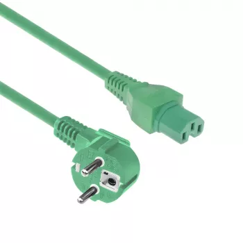 ACT napájací kábel CEE 7/7 konektor samec (zahnutý) – C15 zelený 1,5 m