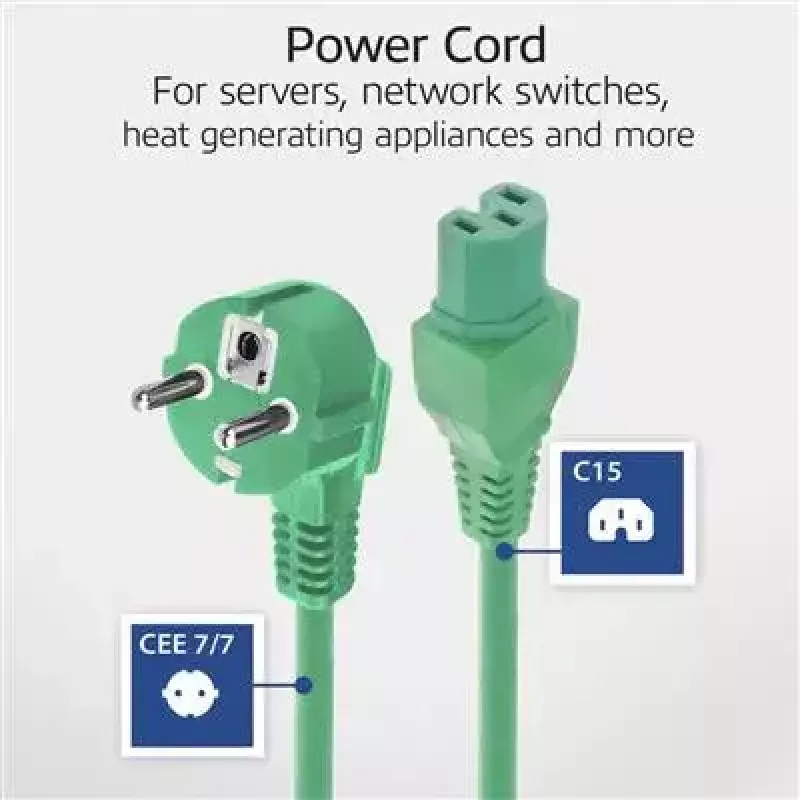 ACT napájací kábel CEE 7/7 konektor samec zahnutý C15 zelený 2 m 250 V 10 A