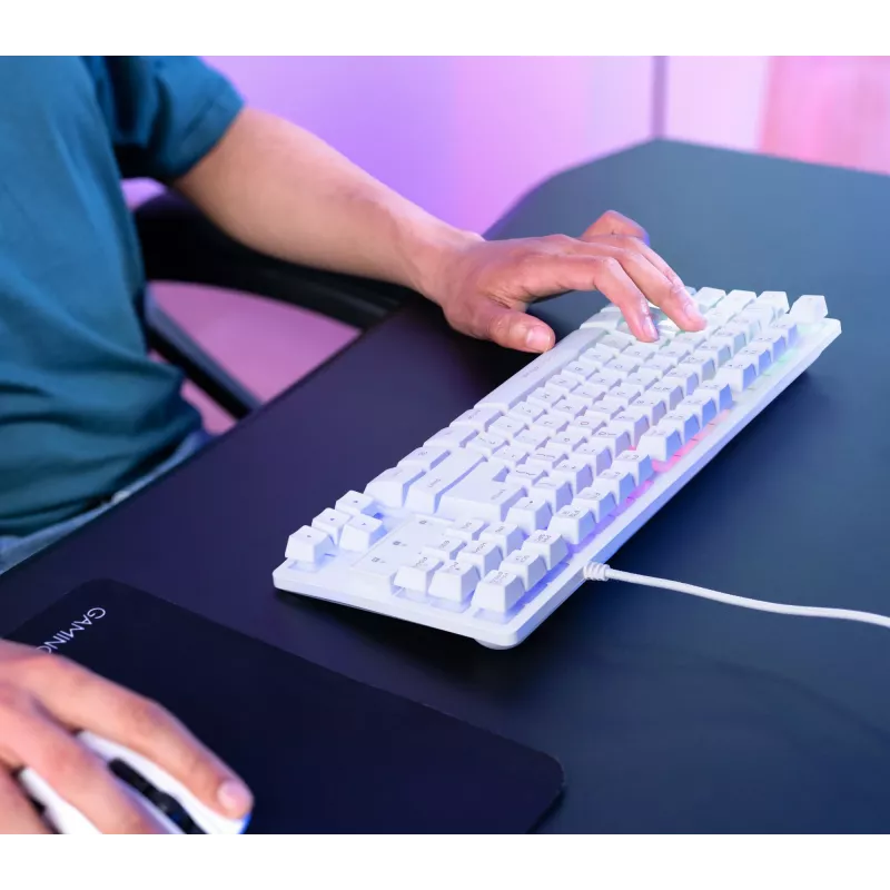 Trust GXT 833W Thado klávesnica herná USB QWERTZ nemecká biela