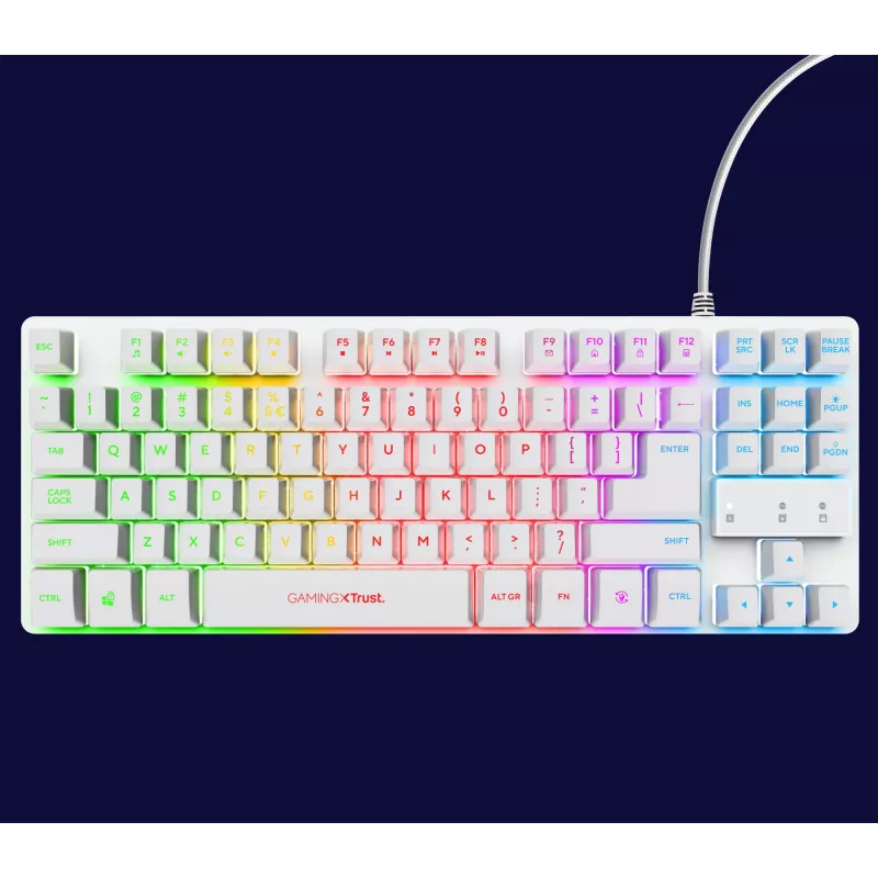 Trust GXT 833W Thado klávesnica herná USB QWERTZ nemecká biela