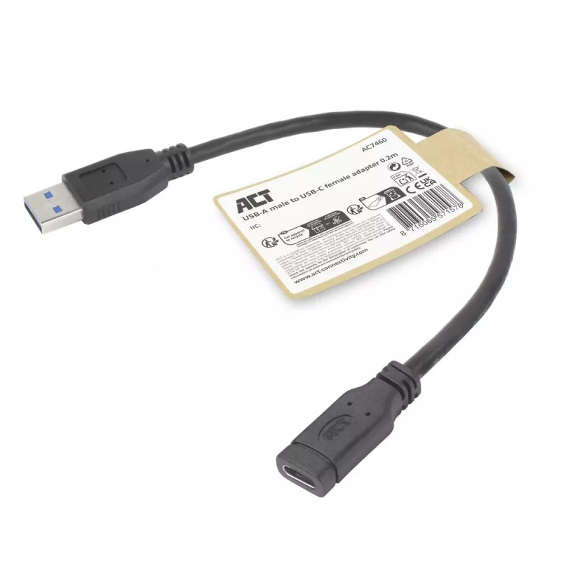 USB adaptér ACT AC7460 konektor USB-A samec na 24-pinový konektor USB-C samica, 20 cm, 5 Gbit/s