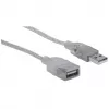 Manhattan 336314 predlžovací kábel USB 2.0, USB-A samec na USB-A samica, 1,8 m, priehľadný strieborný