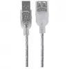 Manhattan 336314 predlžovací kábel USB 2.0, USB-A samec na USB-A samica, 1,8 m, priehľadný strieborný