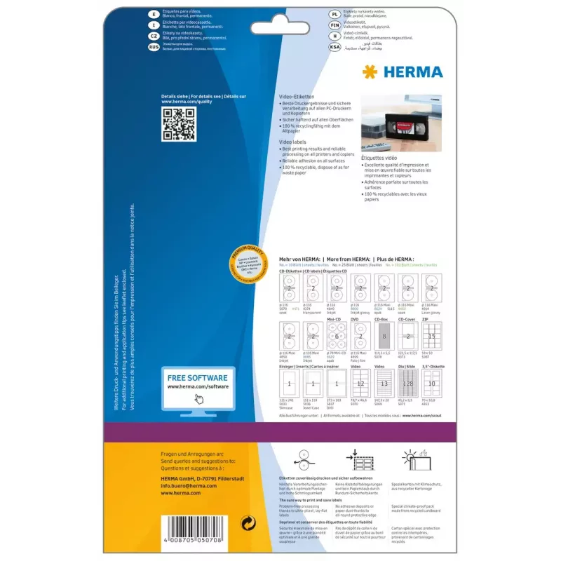 Samolepiaca tlačová etiketa HERMA video etikety A4 78,7x46,6 mm
