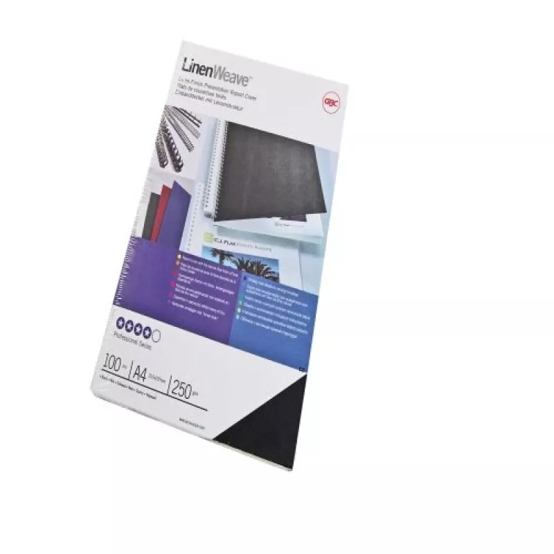 GBC LinenWeave CE050010 obálky na väzbu, A4 (210 x 297 mm), 250 g/m², 100 ks, čierne