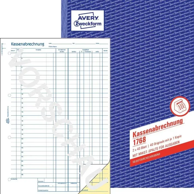 Účtovný formulár/kniha AVERY 1768 A4 40 strán