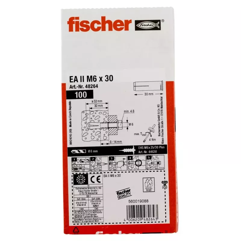 Kotva Fischer EA II M6 100 ks 30 mm