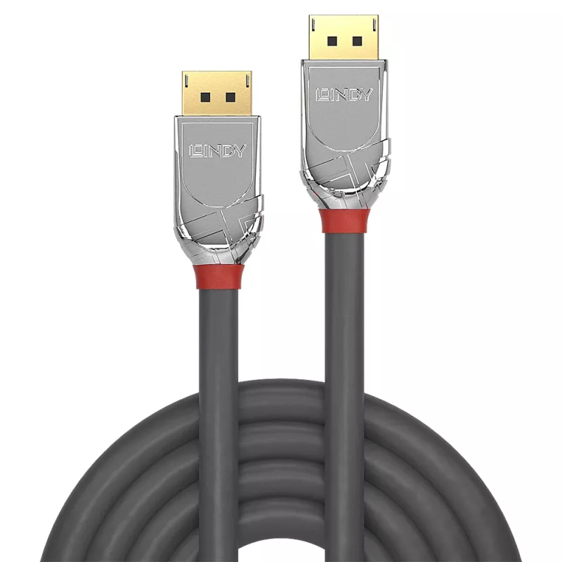 Lindy 36300 CROMO kábel DisplayPort, DP 1.2, samec/samec, 0,5 m, 4K, sivý