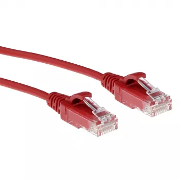 ACT červená 0,5 metra LSZH U/UTP CAT6 Datacenter Slimline patch kábel snagless s RJ45 konektormi