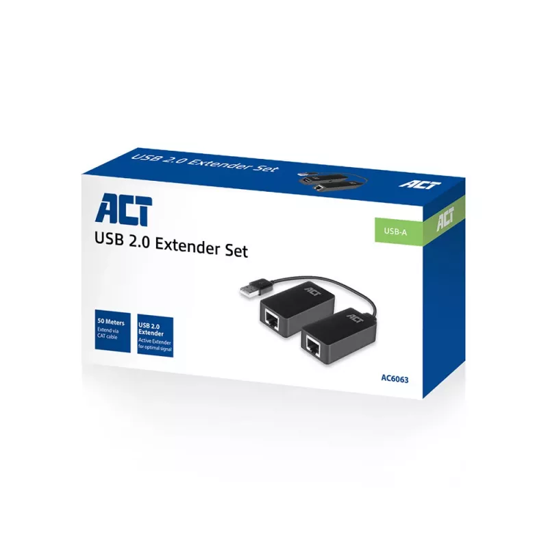 ACT USB predlžovač set cez UTP, až do 50 metrov