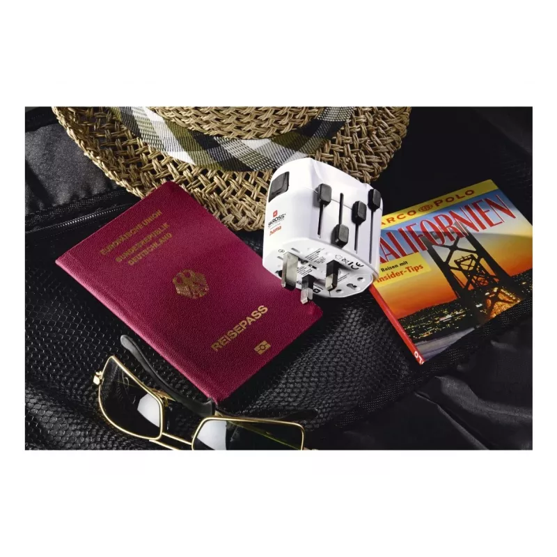 Hama World Travel Pro cestovný adaptér univerzálny typ F biely