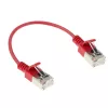 ACT červený 0,15 m LSZH U/FTP CAT6A slimline patch kábel do dátového centra s ochranou proti vysunutiu a RJ45 konektormi