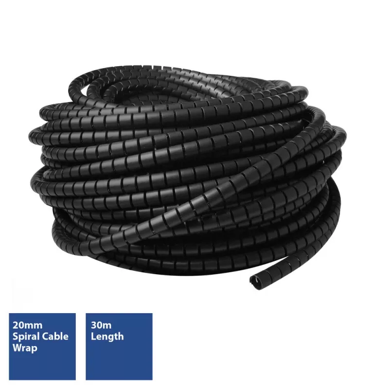 ACT 20 mm špirálová káblová chránička, dĺžka 30 metrov, manažment káblov, čierna, polyvinylchlorid (PVC)