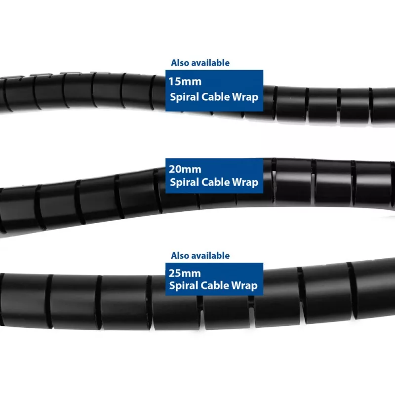 ACT 20 mm špirálová káblová chránička, dĺžka 30 metrov, manažment káblov, čierna, polyvinylchlorid (PVC)