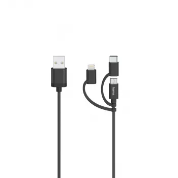 Hama 00200617 USB kábel USB 2.0 0,75 m USB A USB C/Micro USB A/Lightning čierny