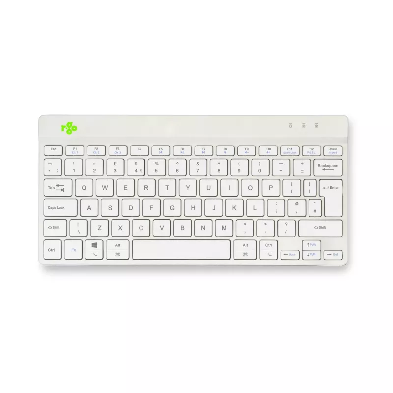 R-Go Tools ergonomická klávesnica R-Go Compact Break, kompaktná klávesnica so softvérom na prestávky, QWERTY (UK), Bluetooth, biela