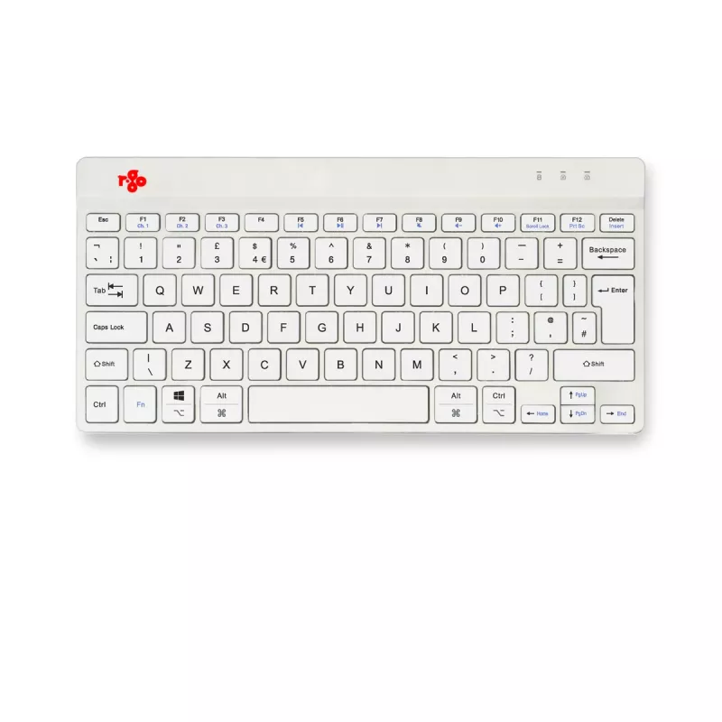 R-Go Tools ergonomická klávesnica R-Go Compact Break, kompaktná klávesnica so softvérom na prestávky, QWERTY (UK), Bluetooth, biela