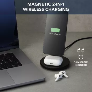 Cellularline Mag Duo bezdrôtová nabíjačka 2-in-1 bezdrôtová nabíjacia stanica pre zariadenia Apple