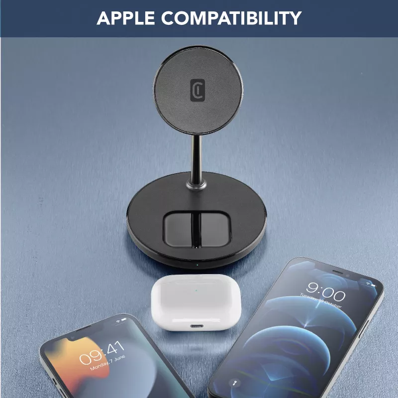 Cellularline Mag Duo bezdrôtová nabíjačka 2-in-1 bezdrôtová nabíjacia stanica pre zariadenia Apple
