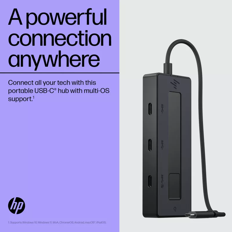 HP 4K USB-C multiport hub, USB Type-C, USB Type-C, 10000 Mbit/s, 3840 x 2160, čierny, 65 W