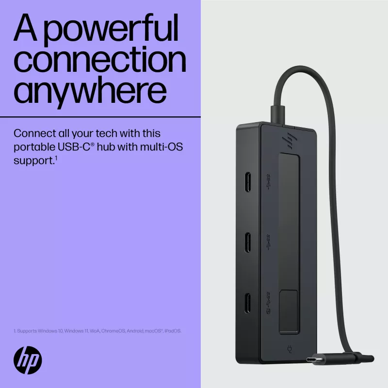 HP 4K USB-C multiport hub, USB Type-C, USB Type-C, 10000 Mbit/s, 3840 x 2160, čierny, 65 W