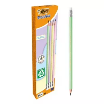 BIC Evolution Pastel ceruzky HB s gumou, 10 ks, Pink/Purple/Green/Yellow