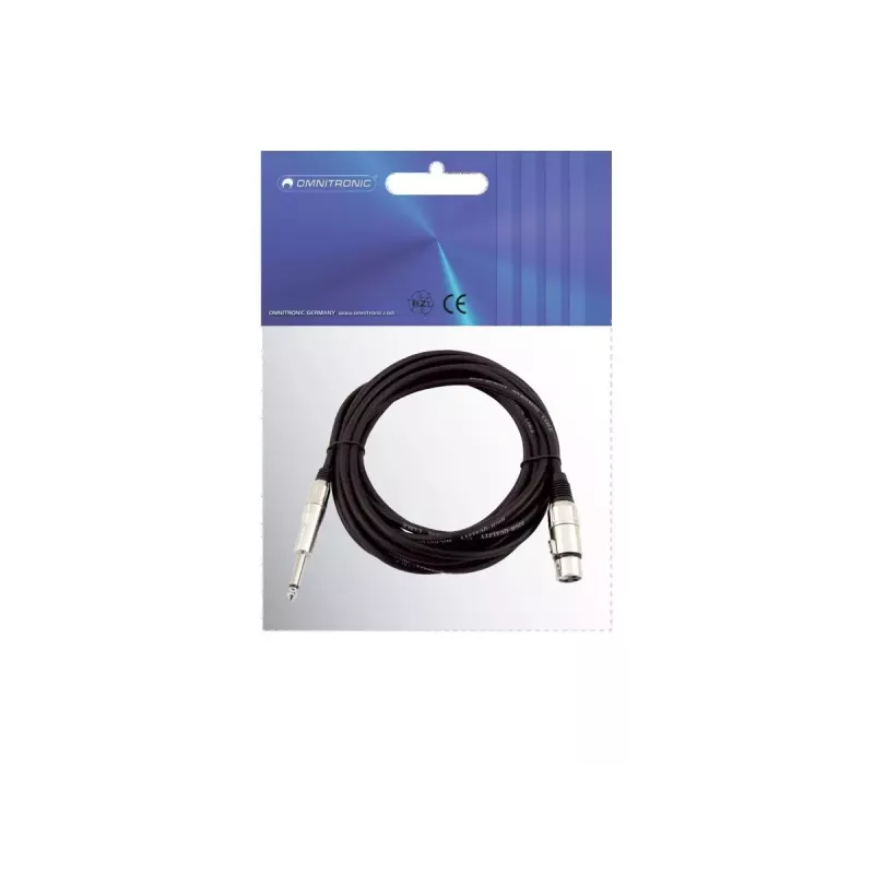 Audio kábel 2 m Omnitronic 3022516M XLR 3-pol 6,35 mm čierny